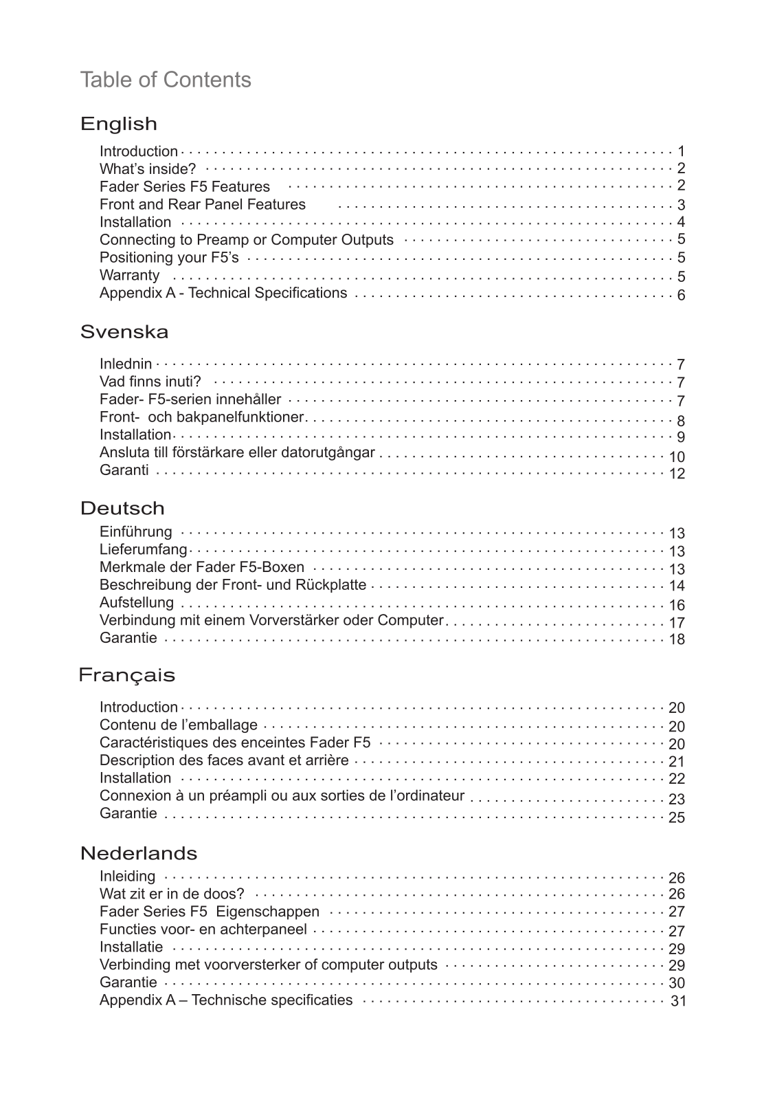 Fluid Audio F5 User manual