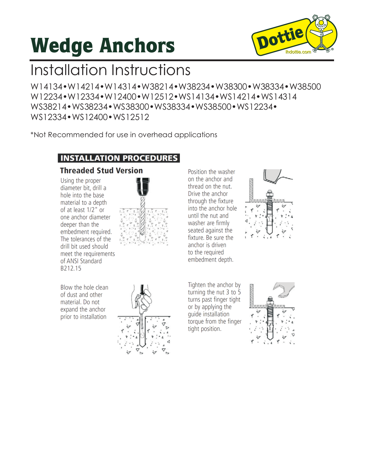 Dottie W14134, W14214, W14314, W38214, W38234 Installation Manual - ManualMachine.com