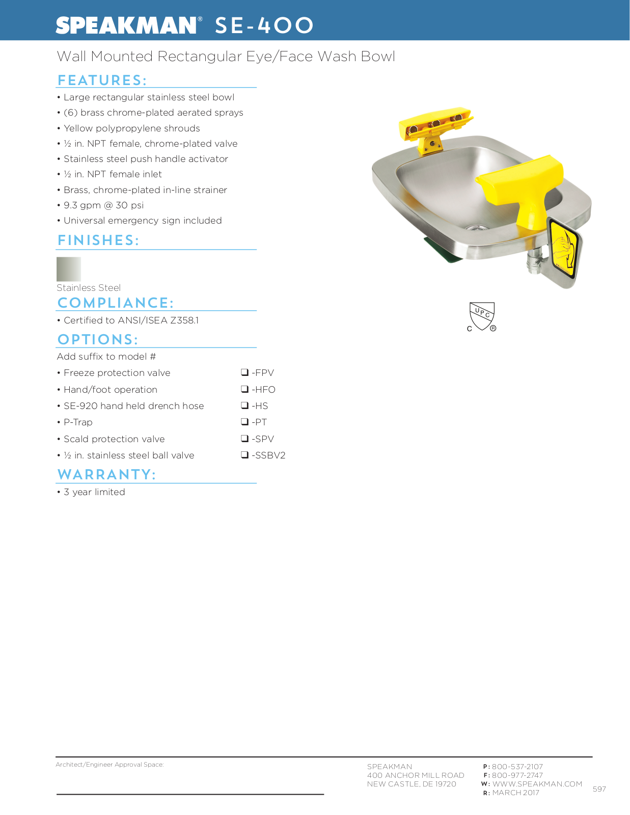 Speakman SPK1334 Specifications - ManualMachine.com