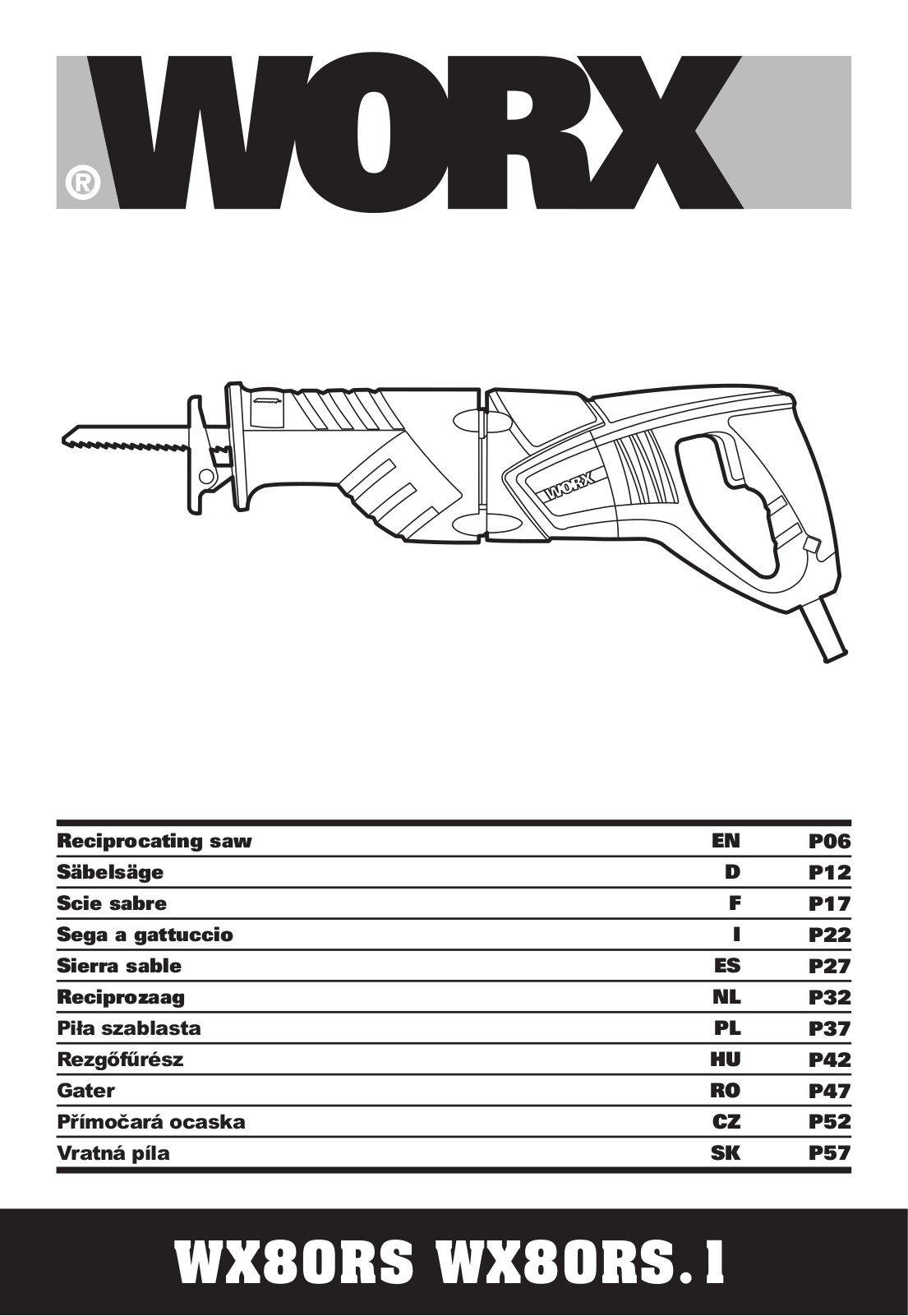 Worx WX80RS.1 operation manual