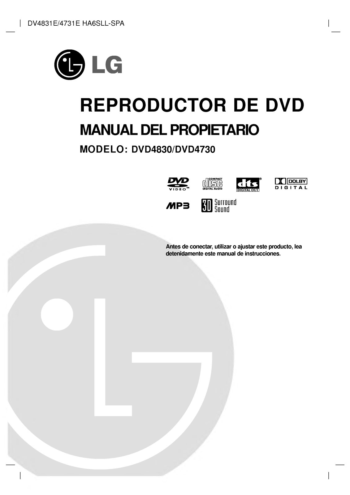 Lg DVD4830, DVD4730 User Manual