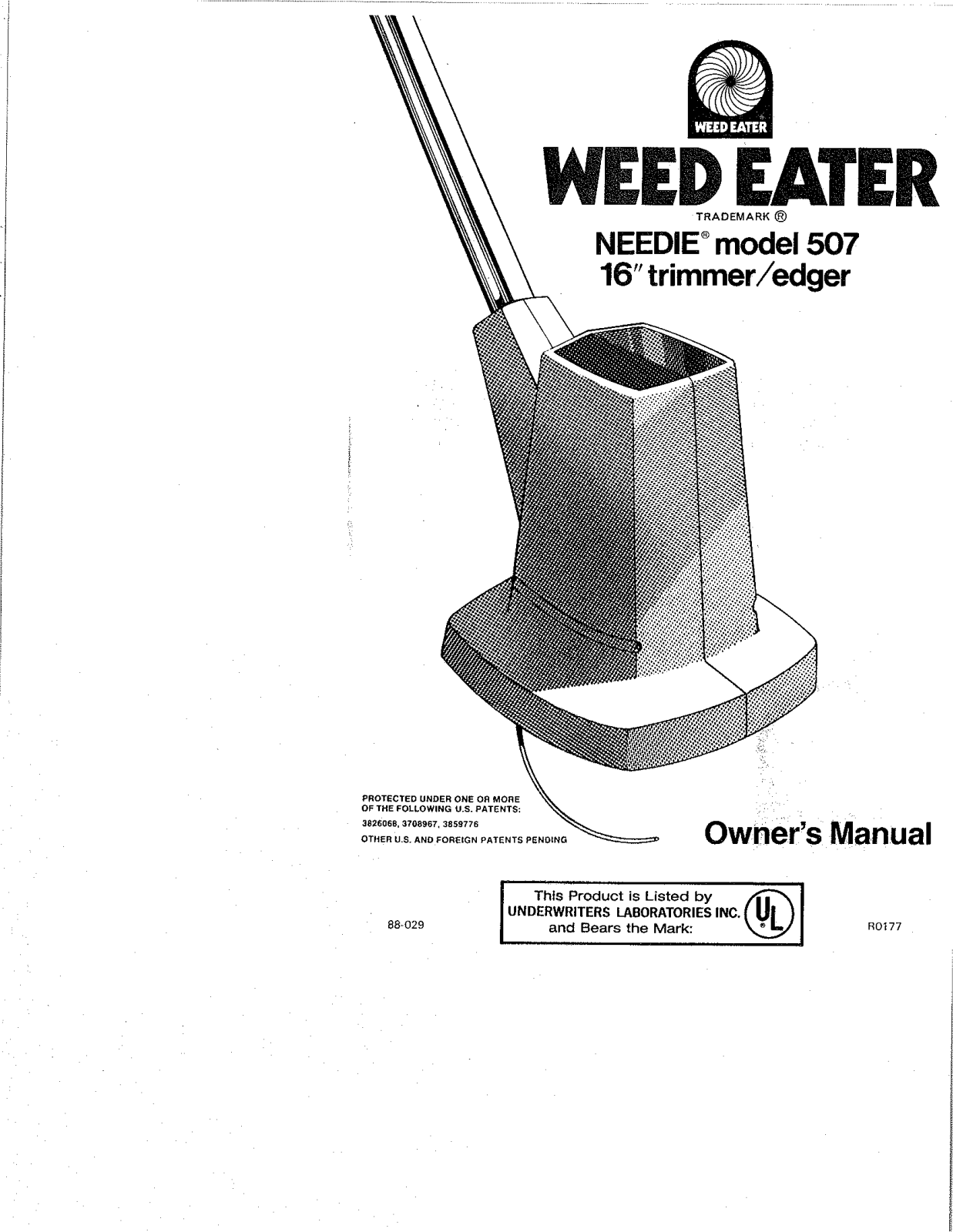 Weed Eater 88-029, RD177, 507 User Manual