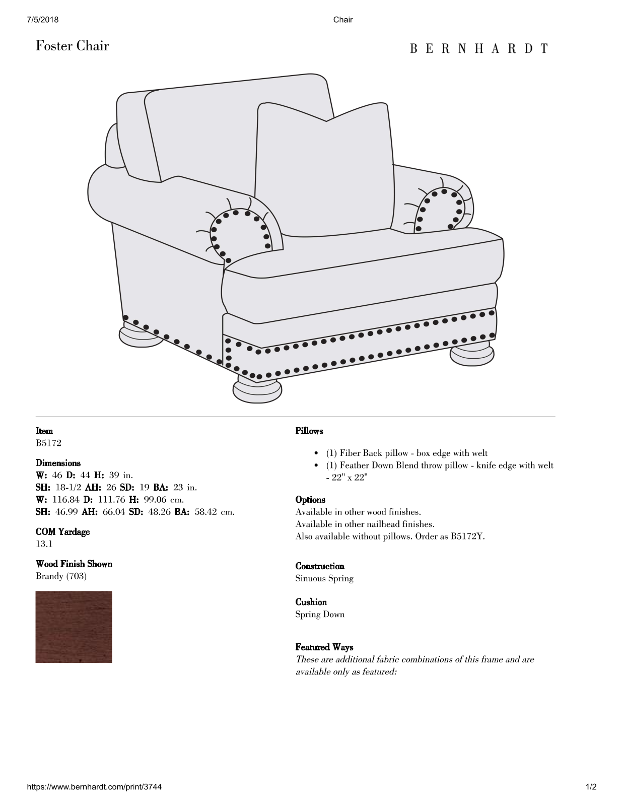 Bernhardt W004184375 Specifications - ManualMachine.com
