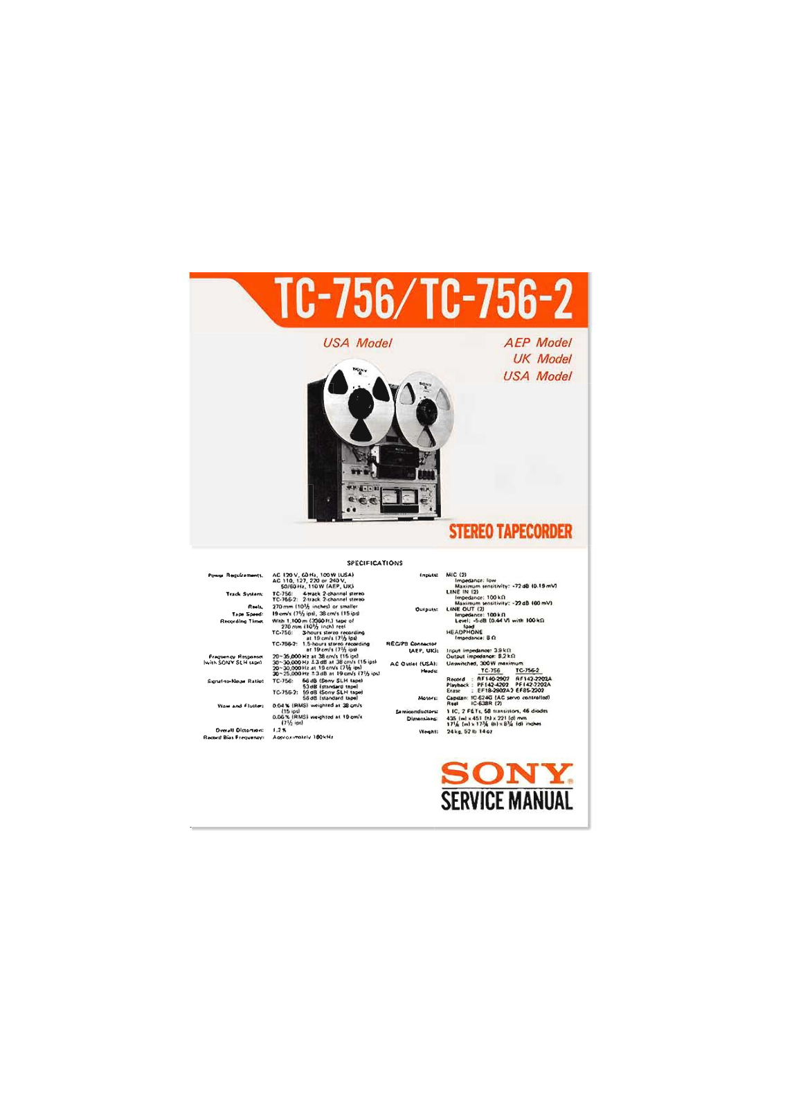 Sony TC-756 Service Manual