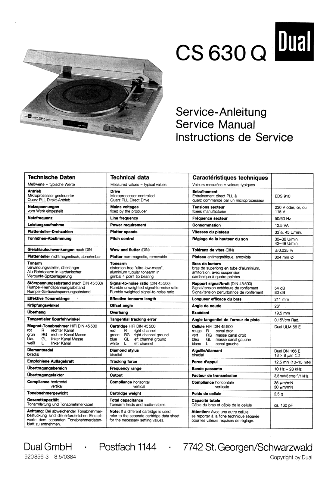Dual CS-630-Q Service manual