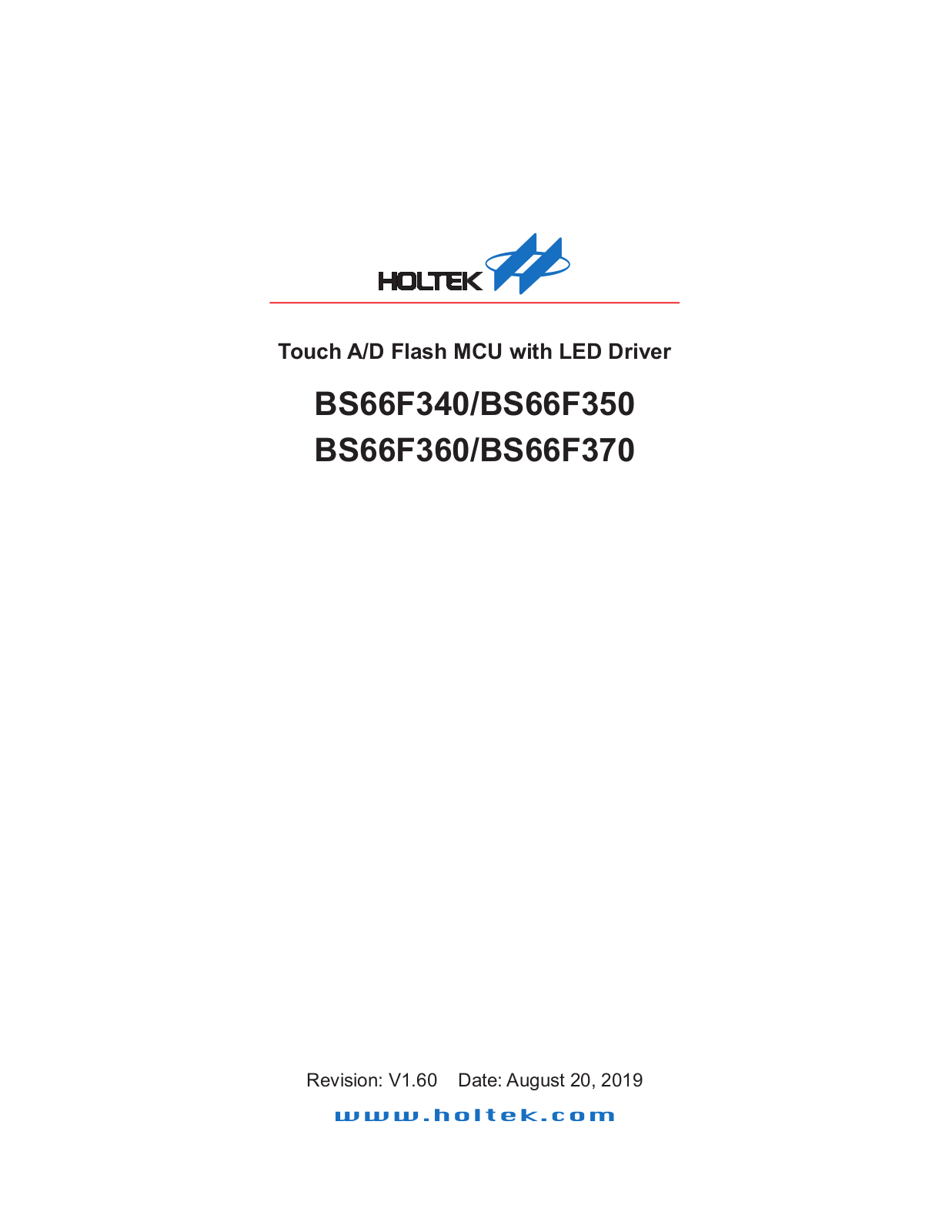 Holtek BS66F340, BS66F350, BS66F360, BS66F370 User Manual