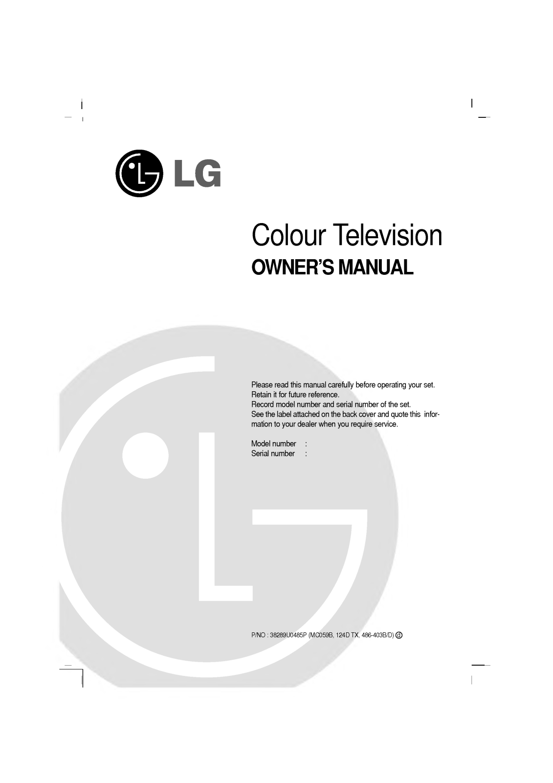 LG 21FX5RGE User Manual