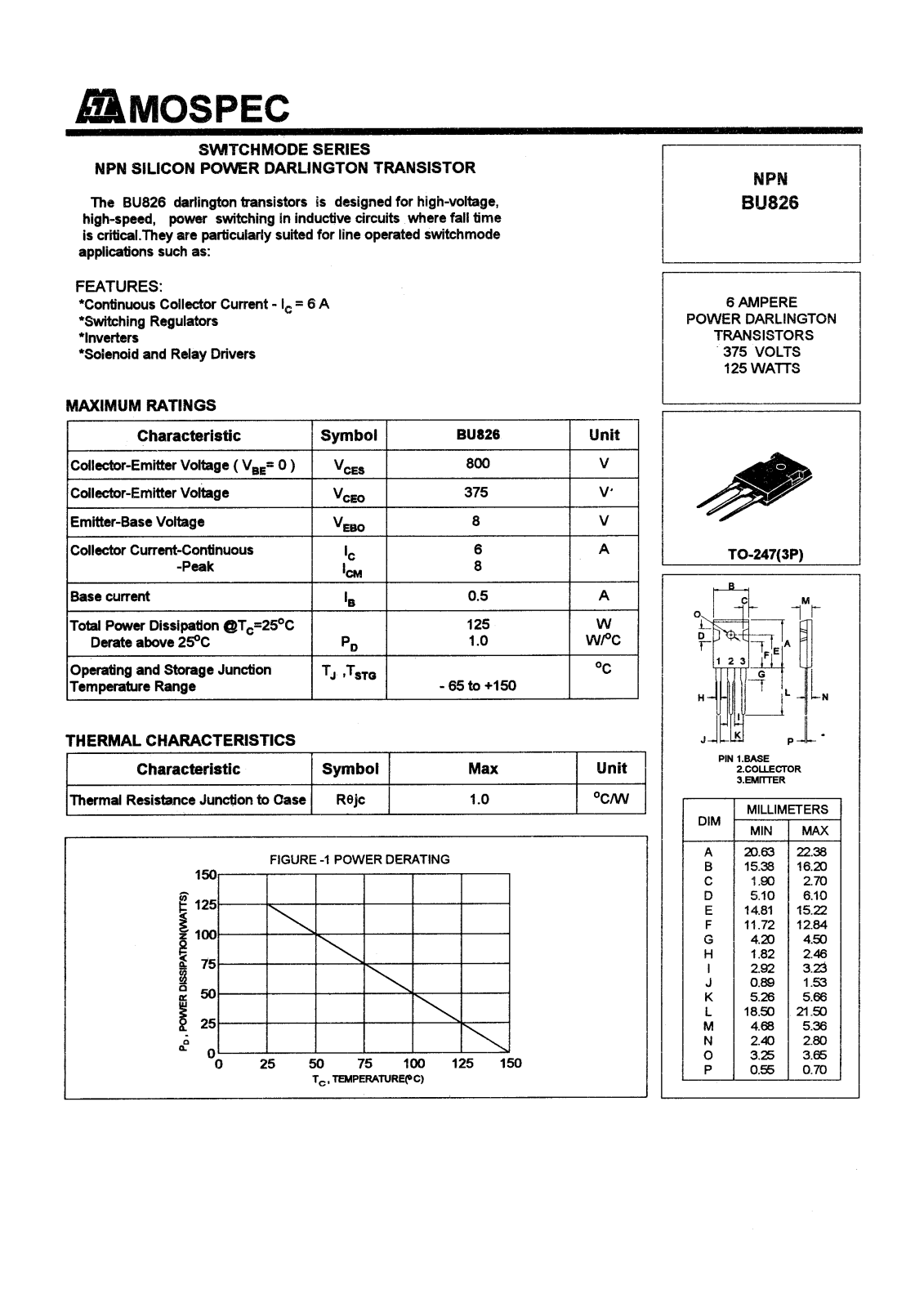 MOSPEC BU826 Datasheet