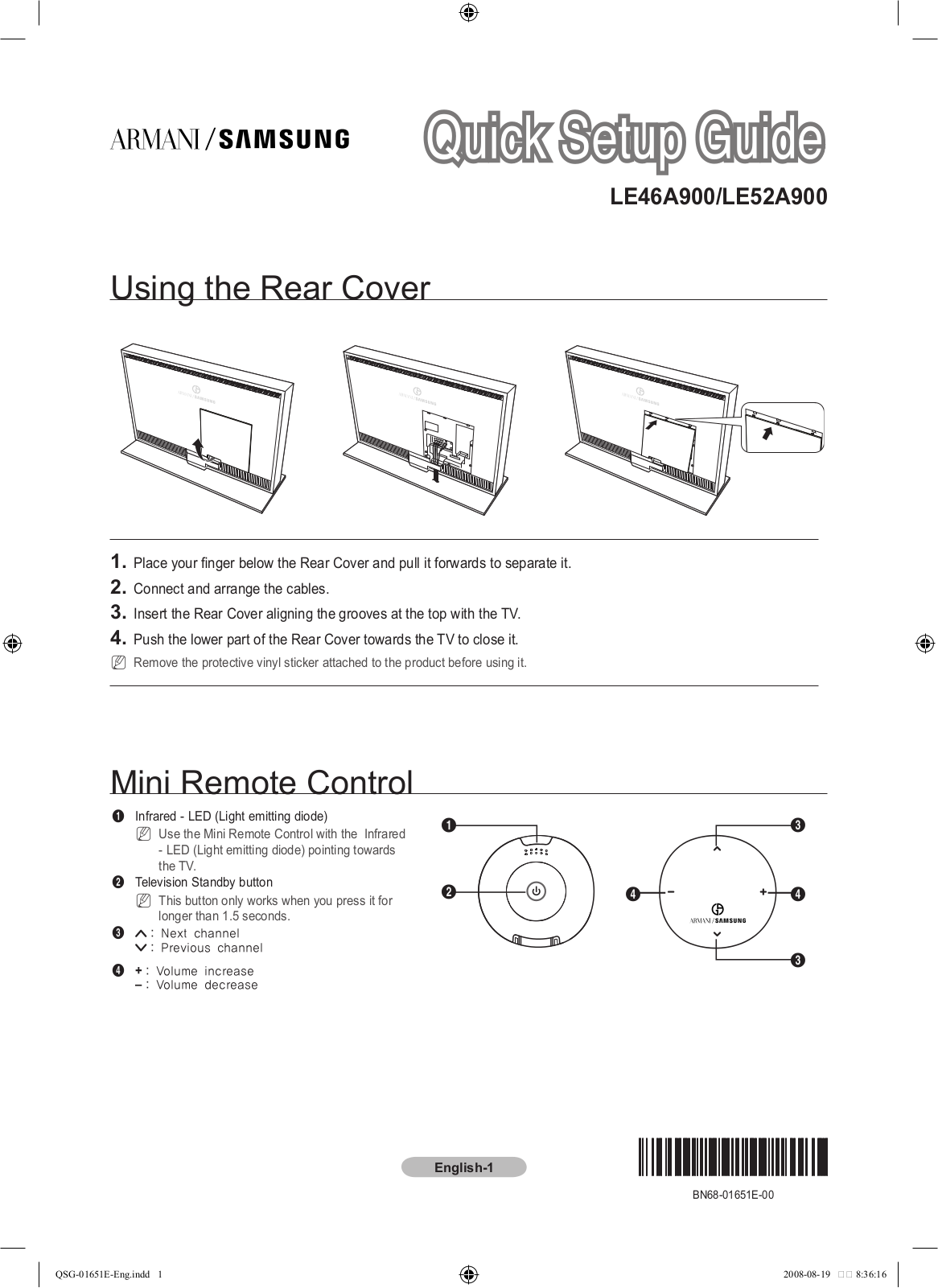 Samsung LA52A900G1F User Manual