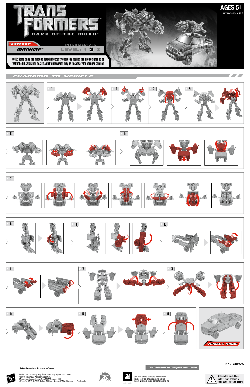 HASBRO TRANSFORMERS MECHTECH Voyager Class IRONHIDE User Manual