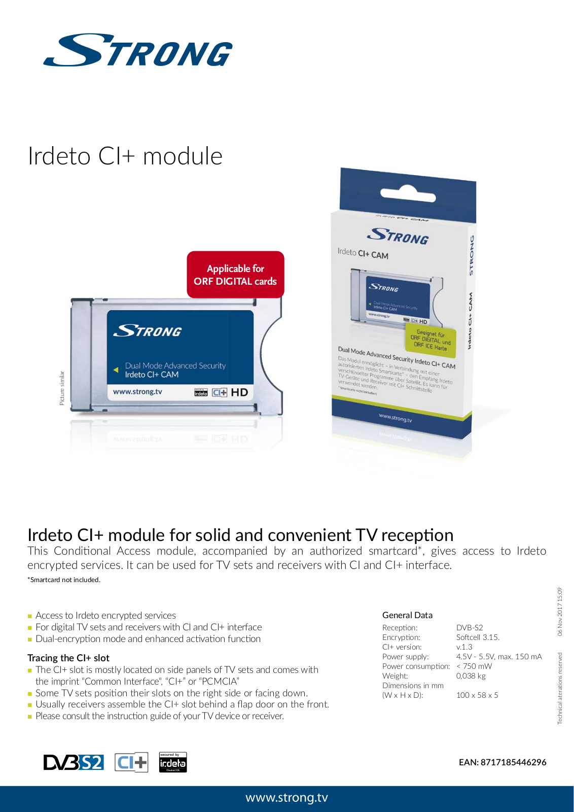 Strong Irdeto CI+ CAM User Manual