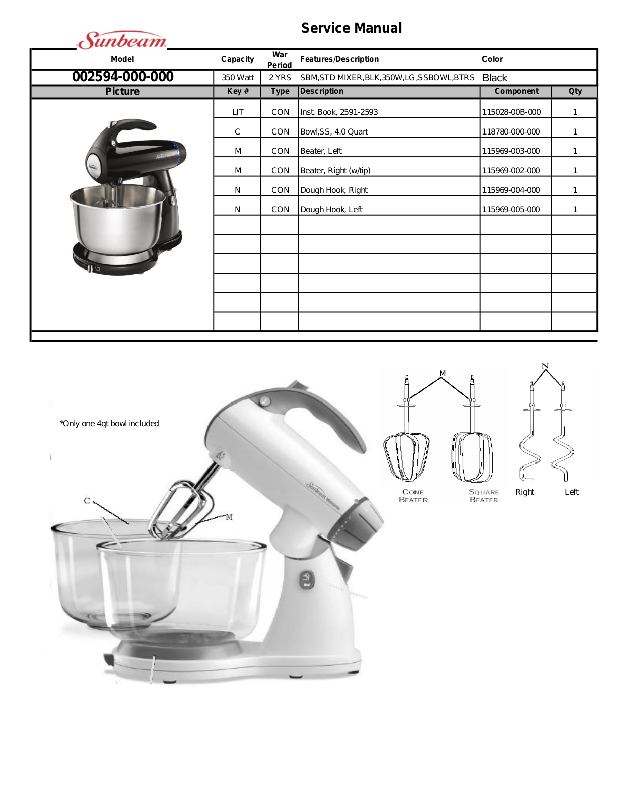 Sunbeam 002594-000-000 User Manual