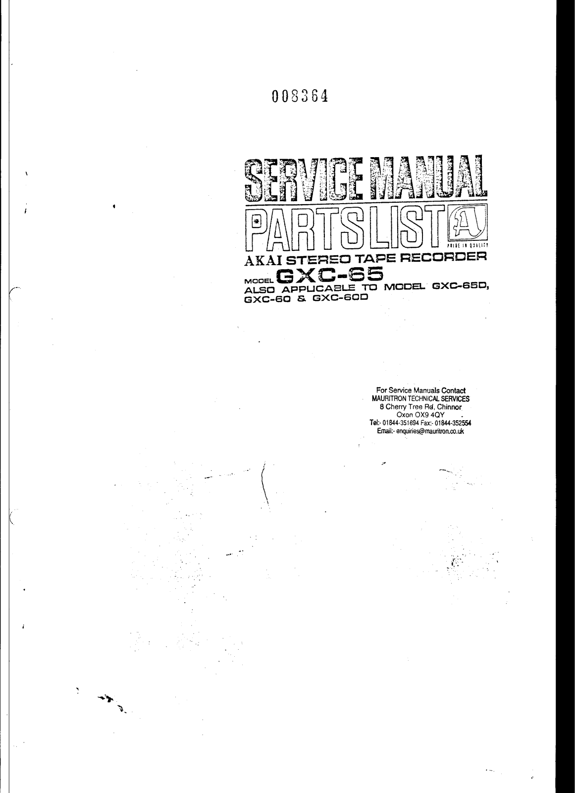Akai GXC-60, GXC-60-D, GXC-65-D, GXC-65 Service manual