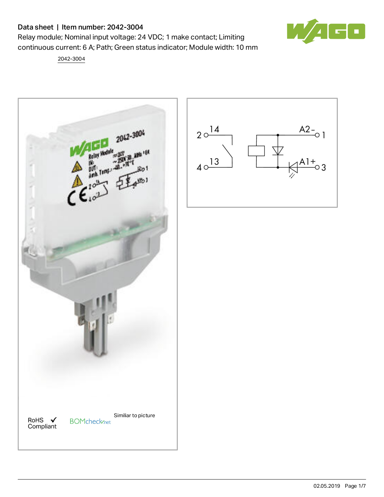 Wago 2042-3004 Data Sheet