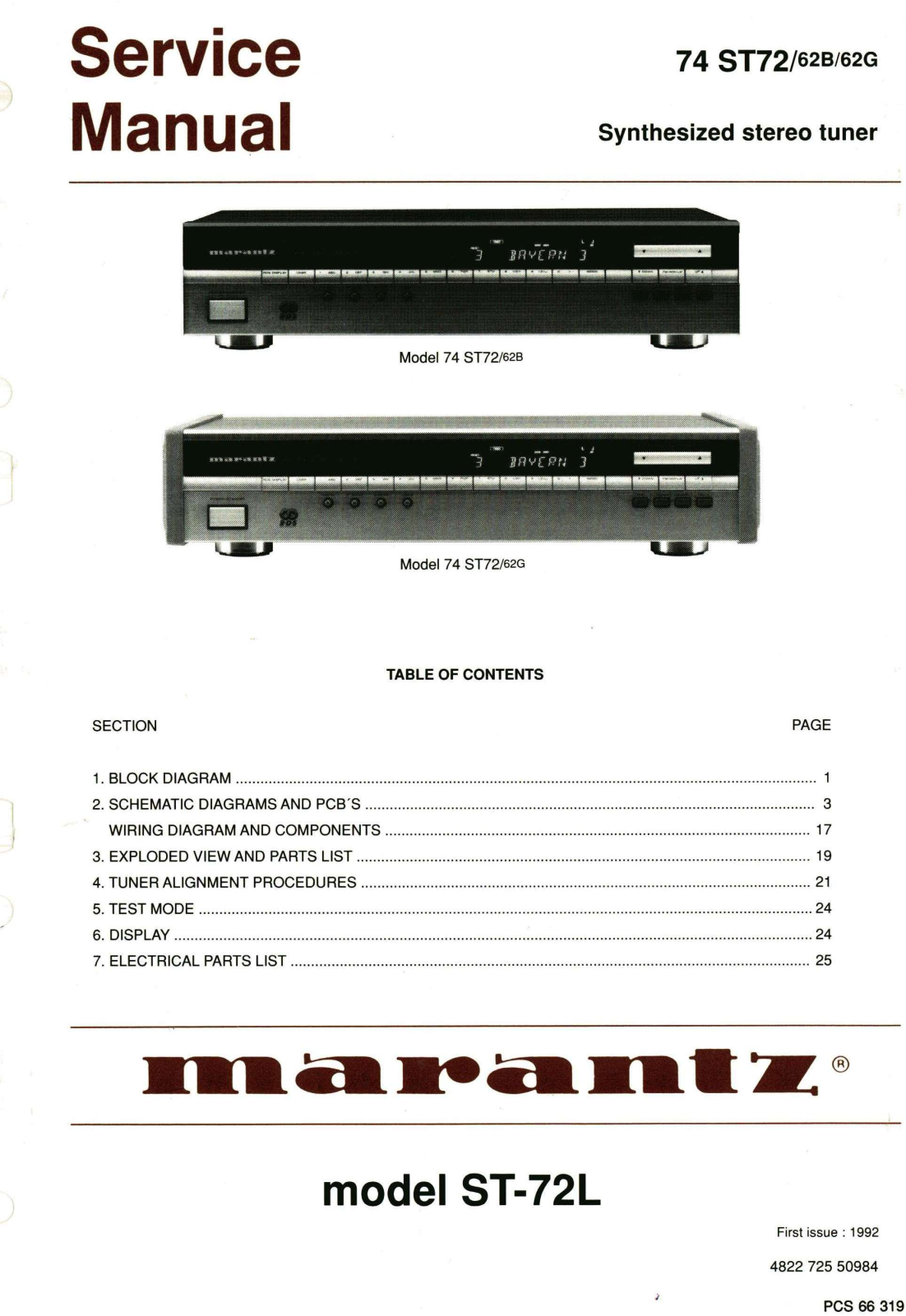 Marantz ST-72 Service Manual