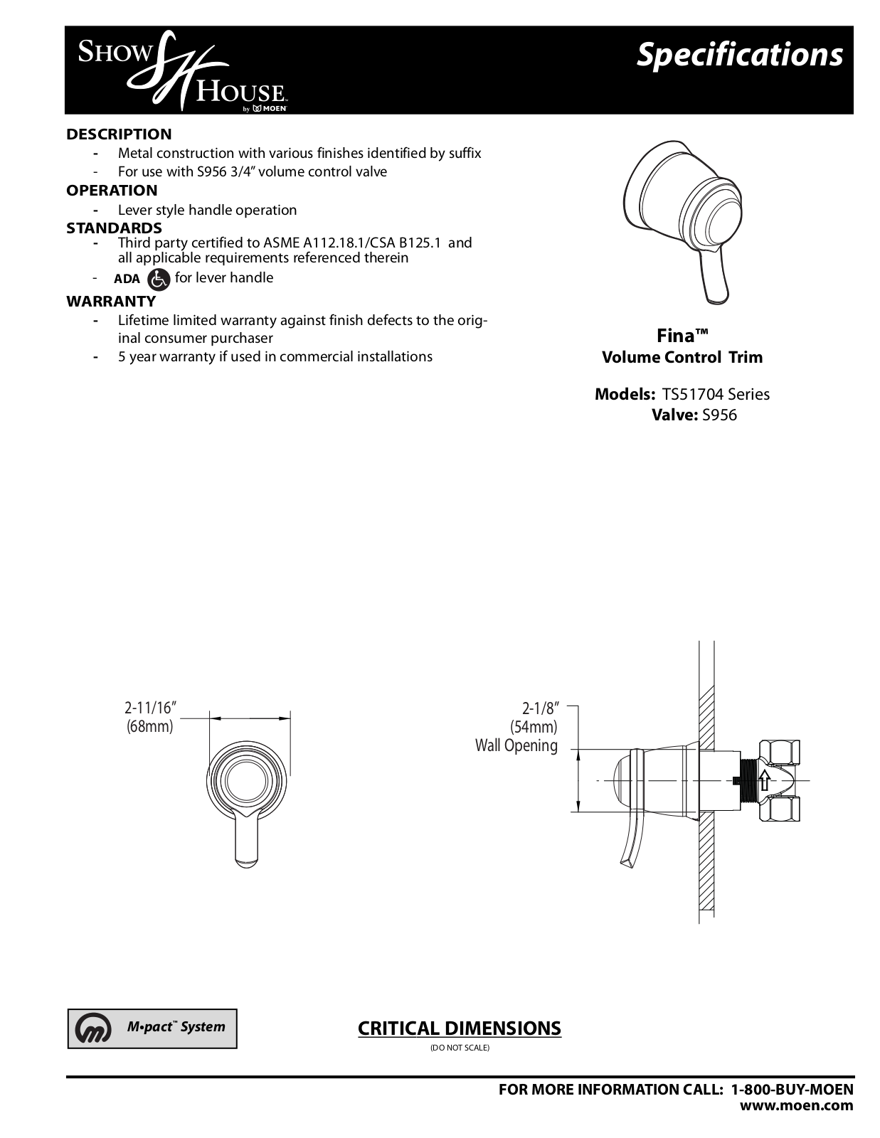 Moen TS51704 User Manual