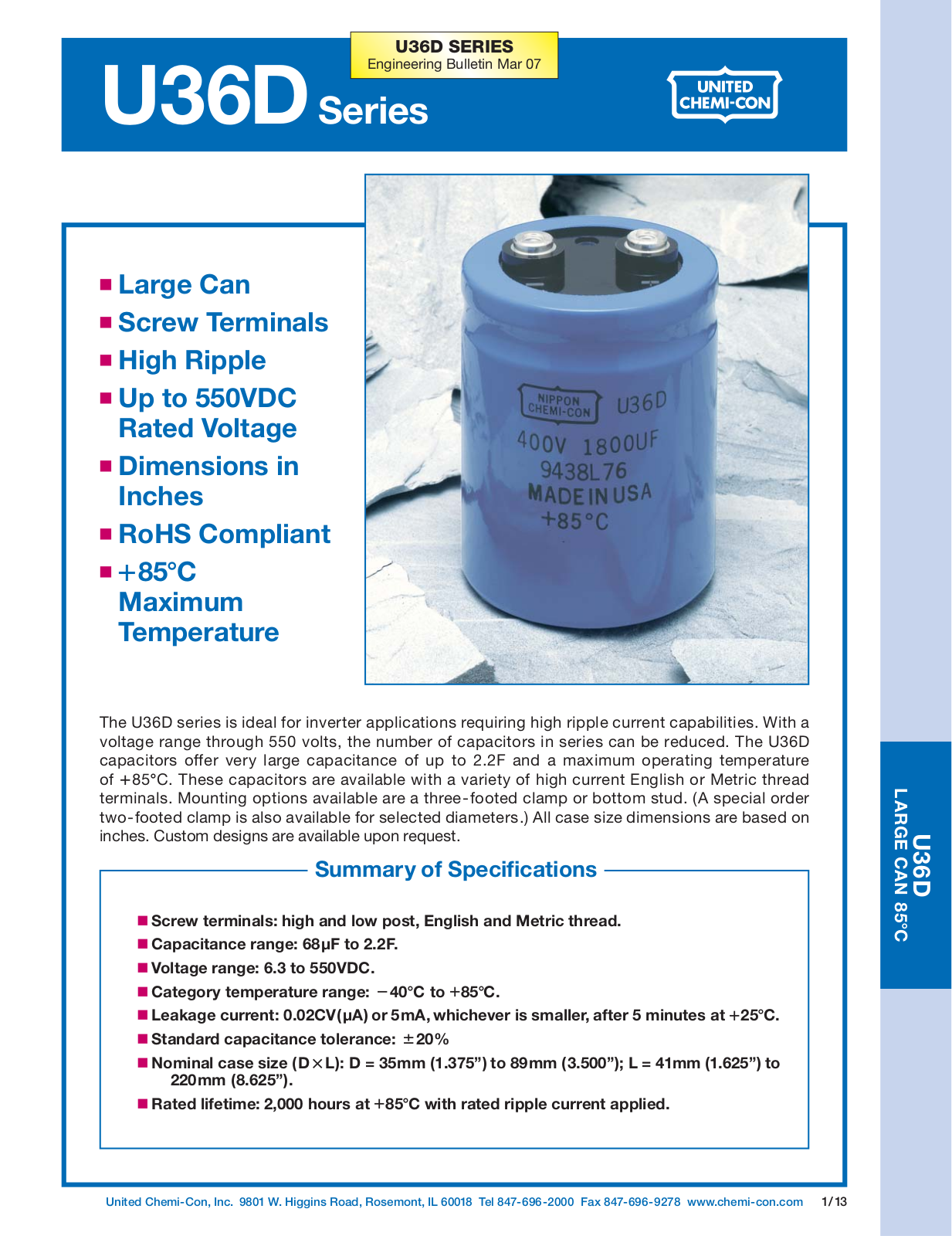 Datasheet U36D series Specification - ManualMachine.com