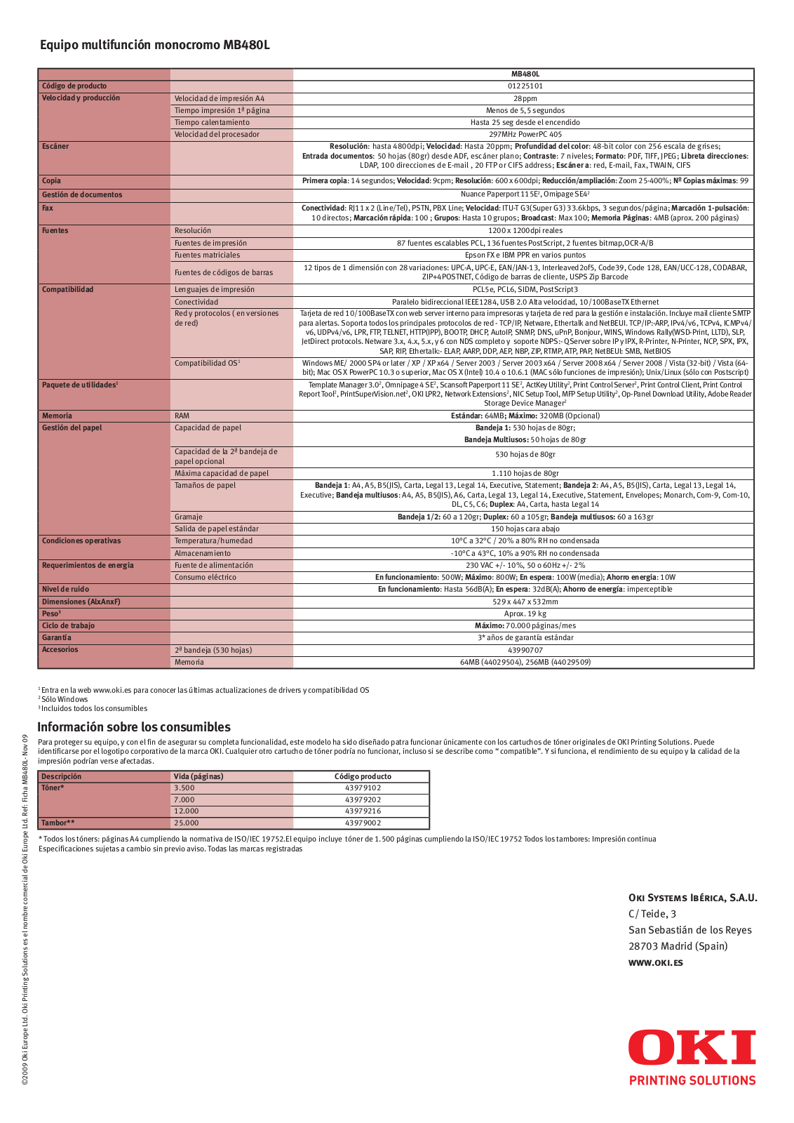 Oki MB480L DATASHEET