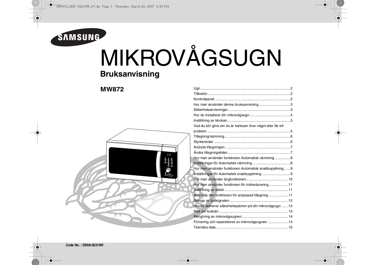 Samsung MW872 User Manual