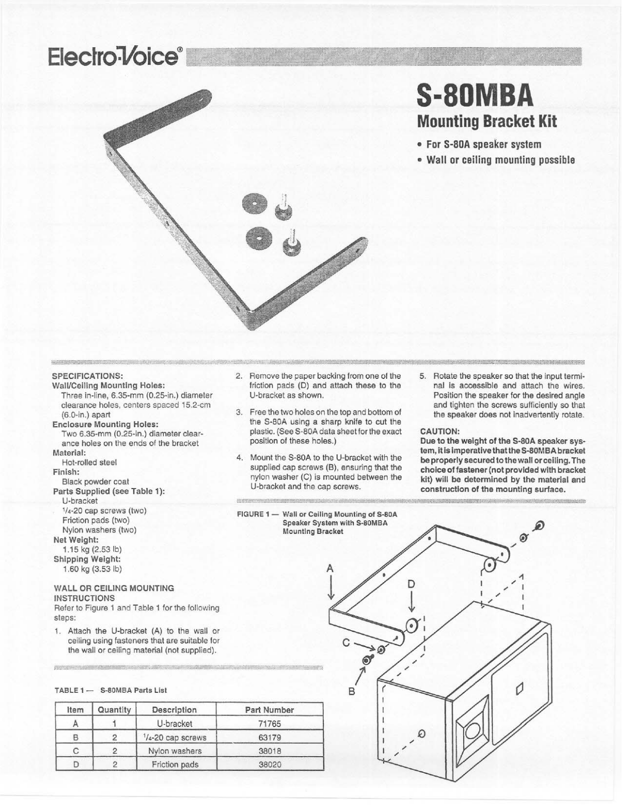 Electro-voice S-80MBA DATASHEET