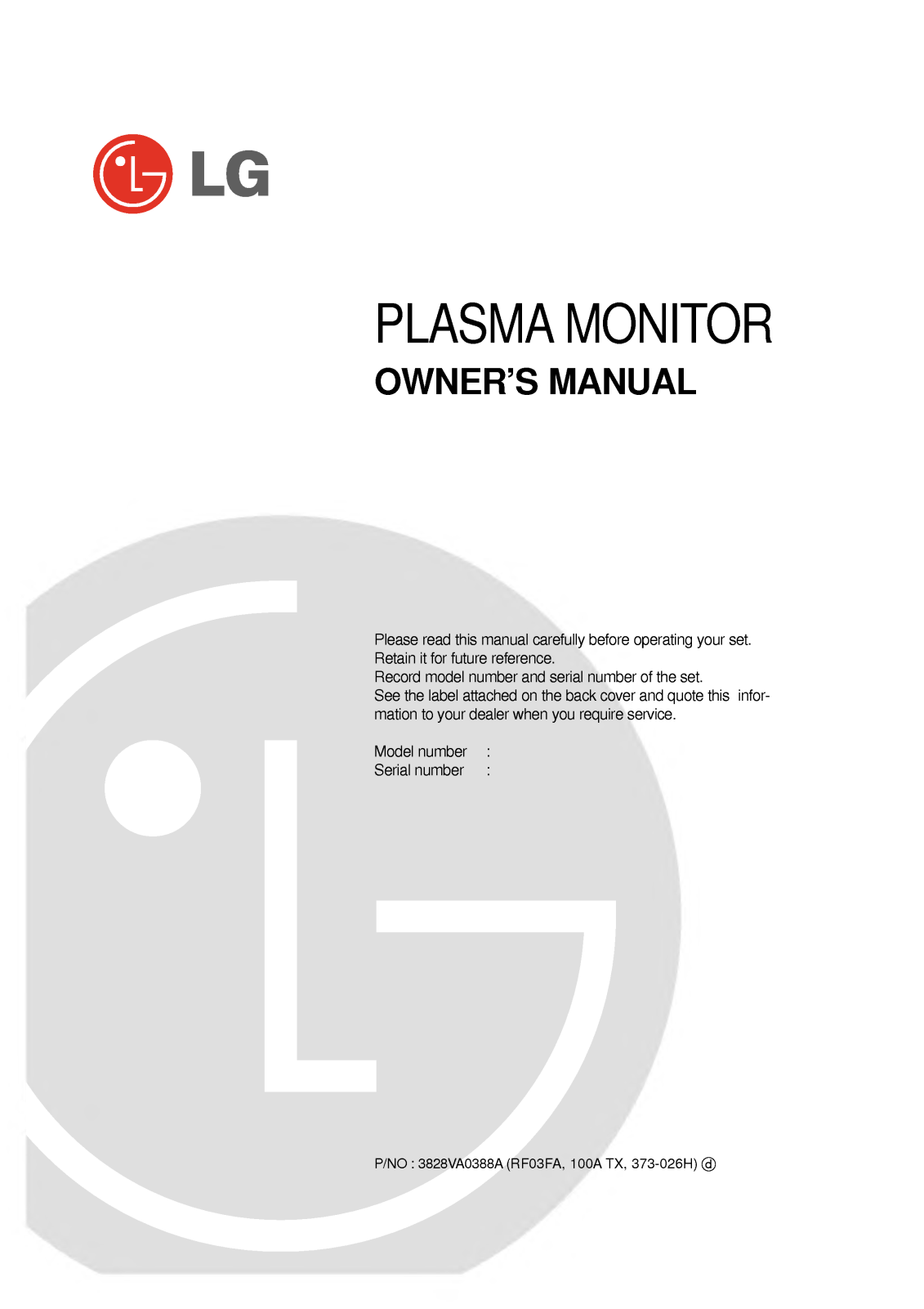 LG MT-42PZ45M, MT-42PZ91M User Manual