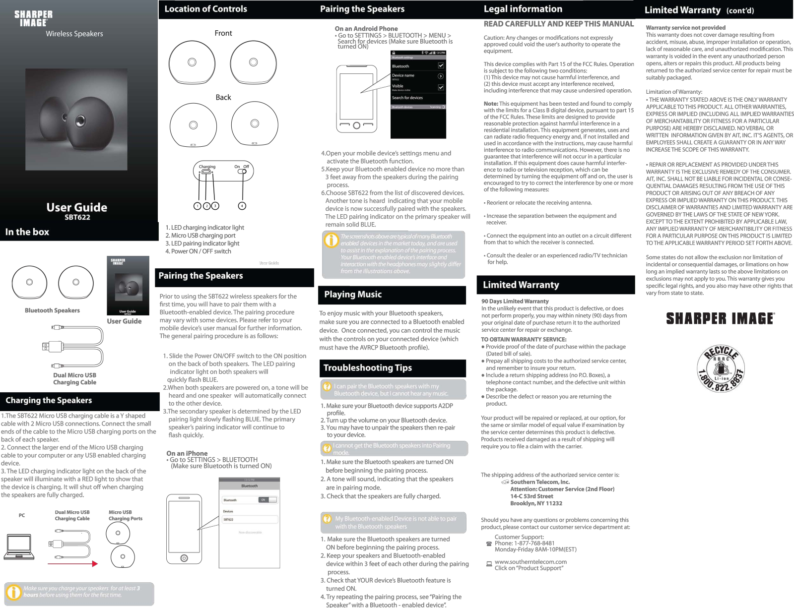 Sharper image SBT622 User Manual