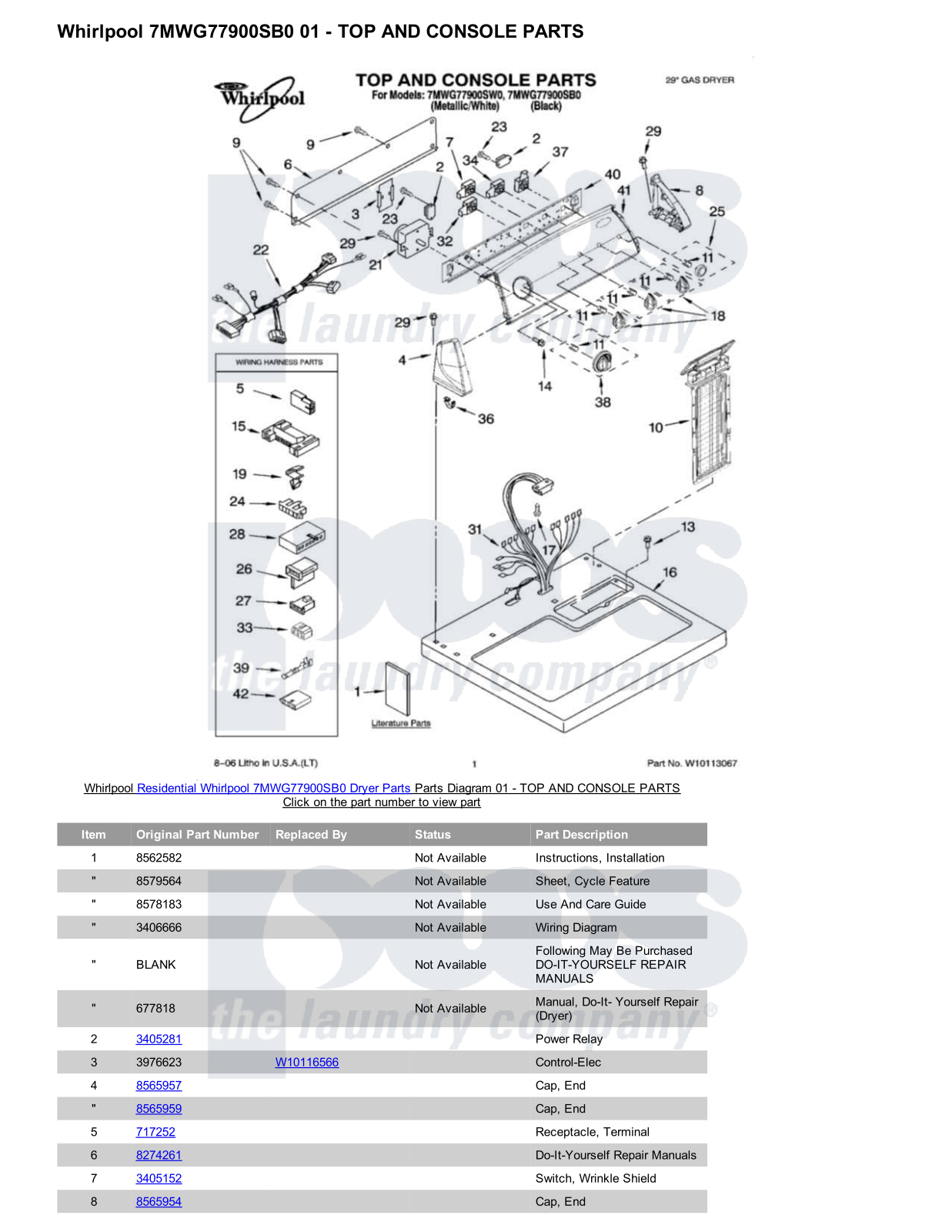 Whirlpool 7MWG77900SB0 Parts Diagram
