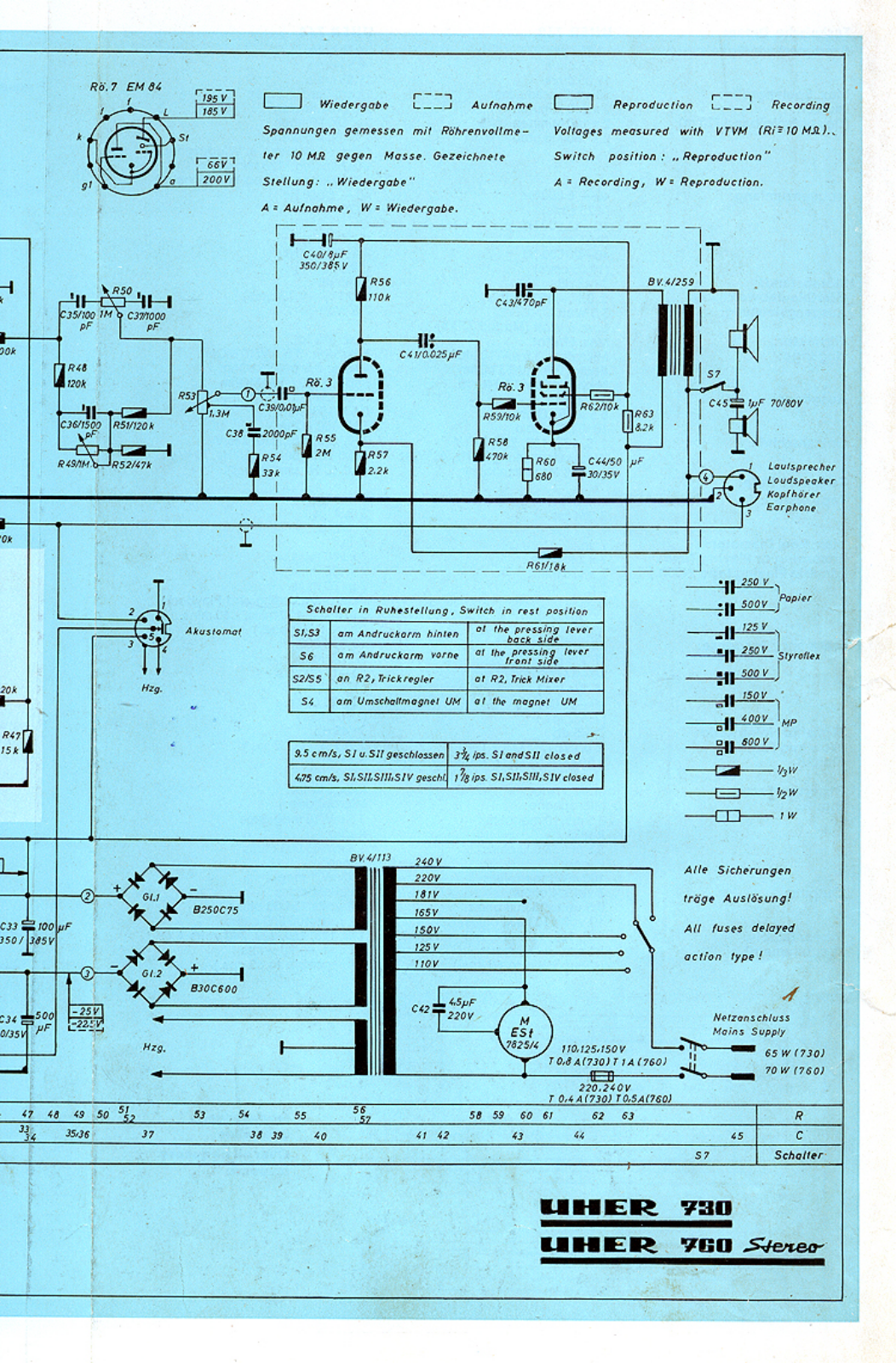 Uher 730 Stereo Schematic