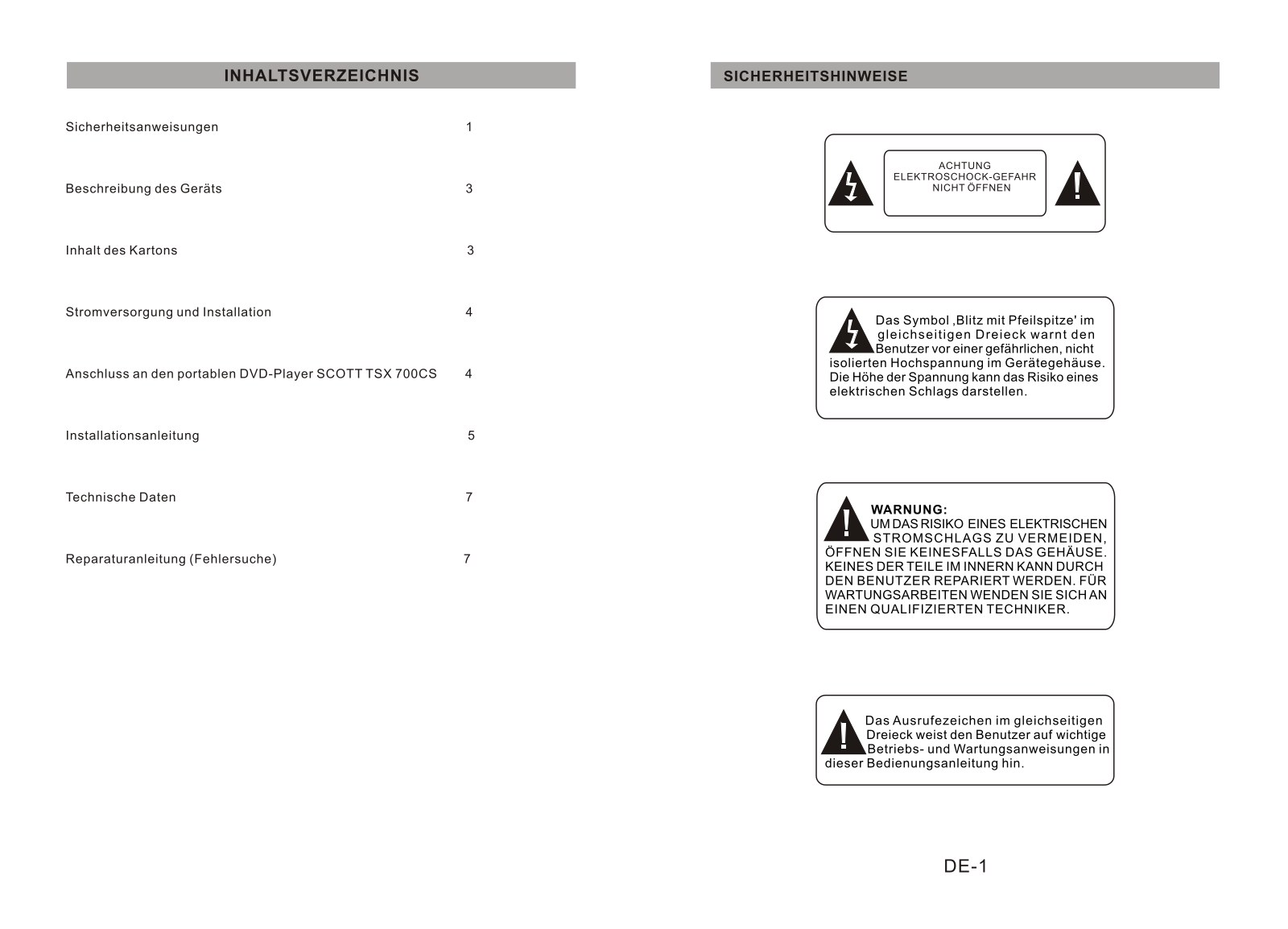 Scott TX 700 M TECHNICAL SPECIFICATIONS