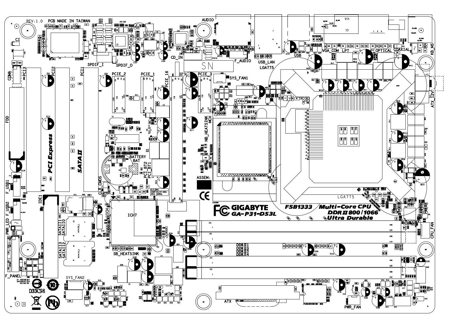 Gigabyte GA-P31-DS3L Boardview rev.1.0