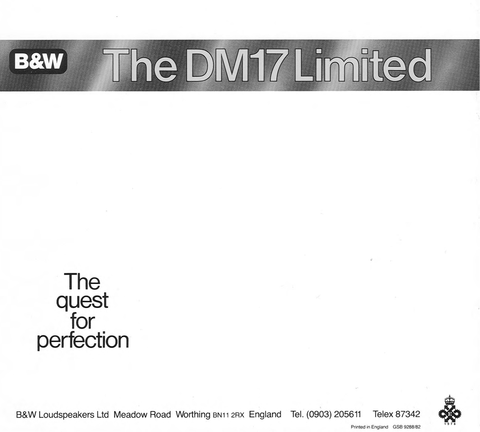 Bowers and Wilkins DM-17, DM-17 Limited Brochure