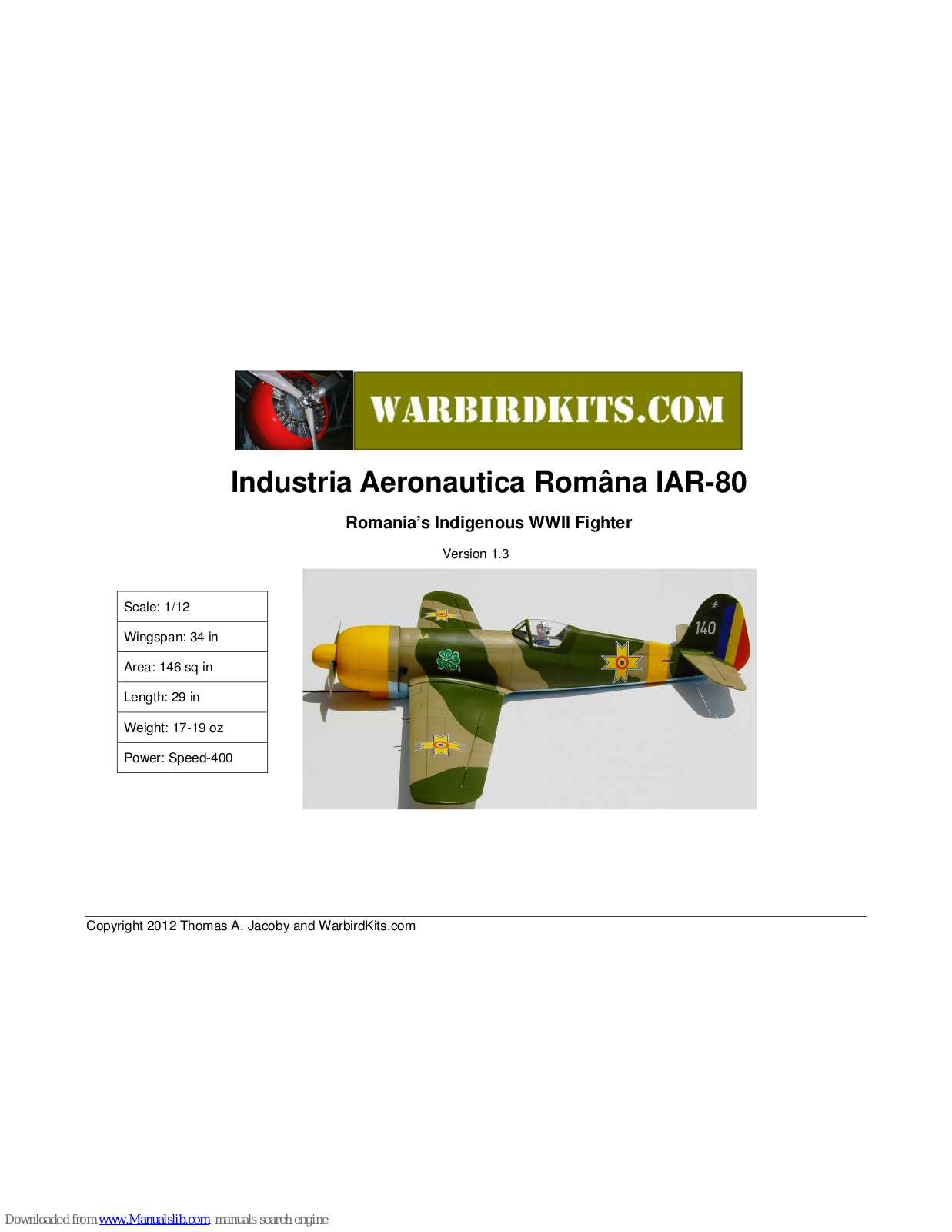 WarbirdKits IAR-80 Assembly Manual