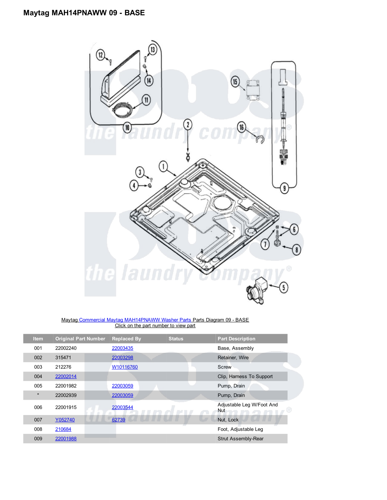 Maytag MAH14PNAWW Parts Diagram