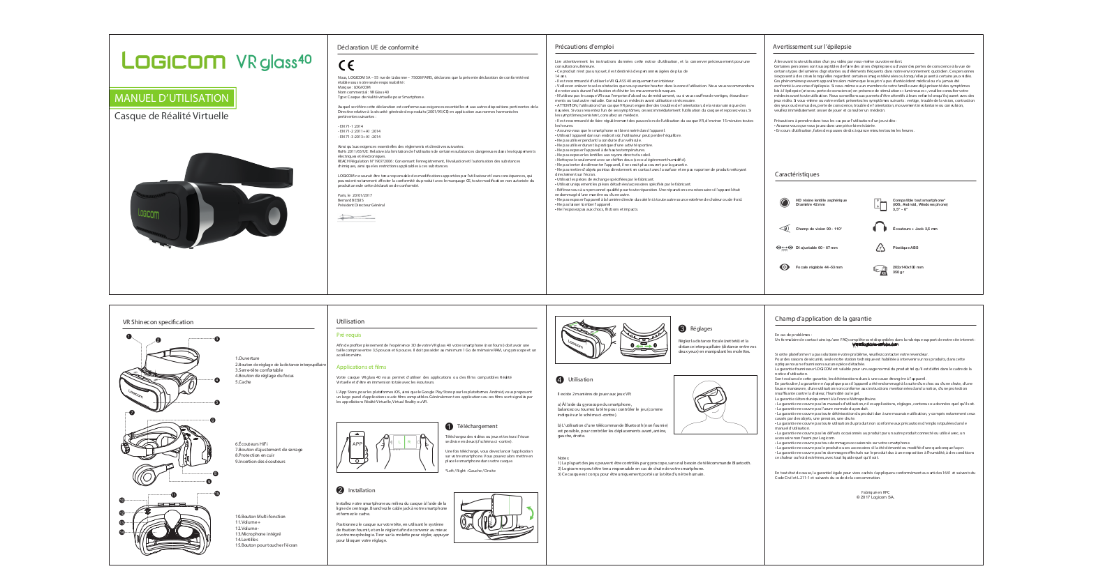 LOGICOM VR Glass 40 Instruction Manual