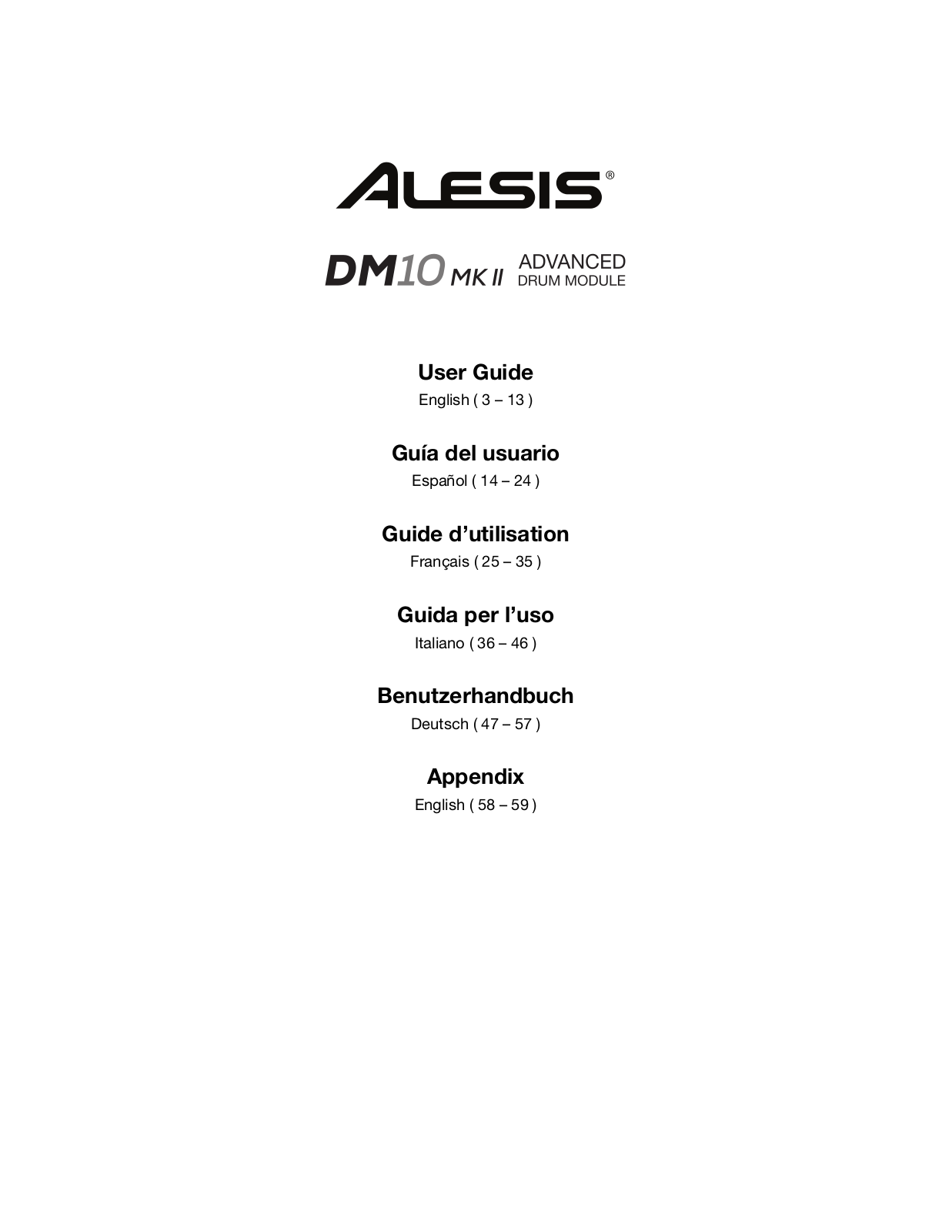 Alesis DM10 MKII Advanced Drum Module User guide