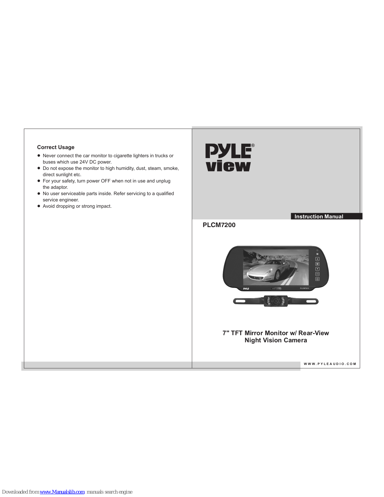 Pyle view PLCM7200 Instruction Manual