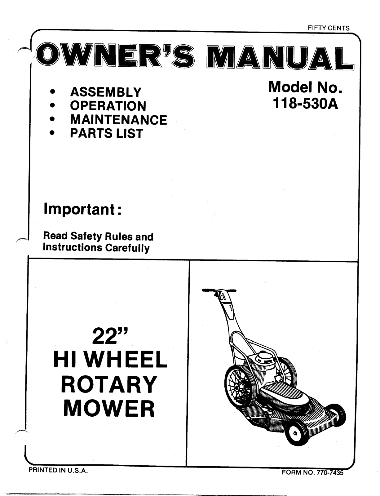 MTD 118-530A User Manual