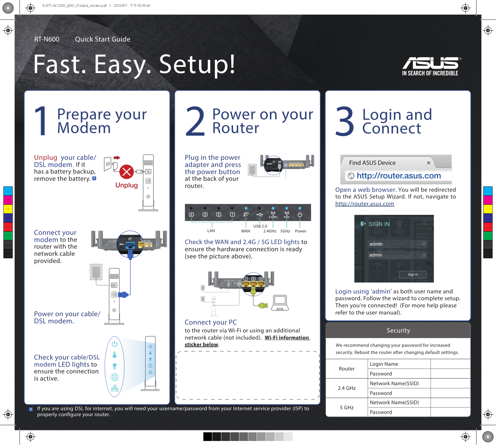 ASUS RT-N600 Quick Install Guide