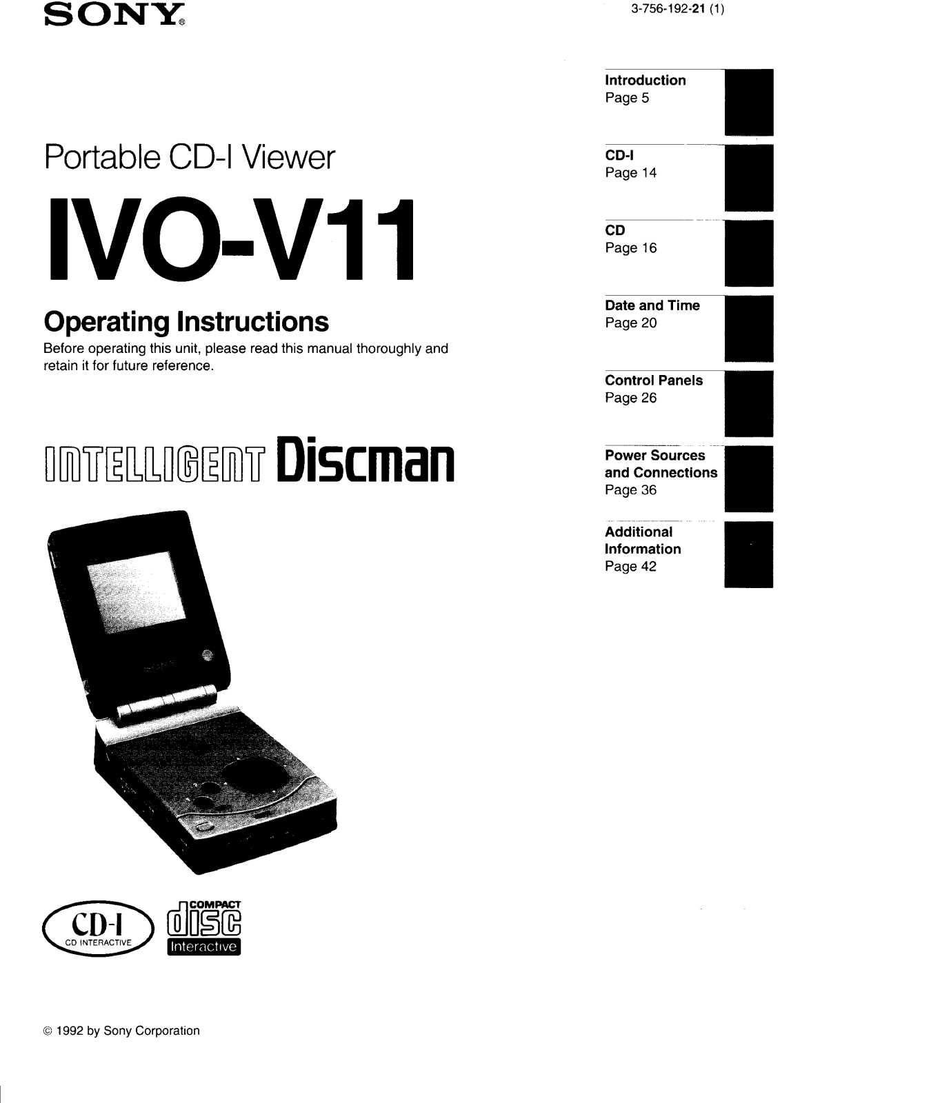 Sony IVOV11 Operating Instructions