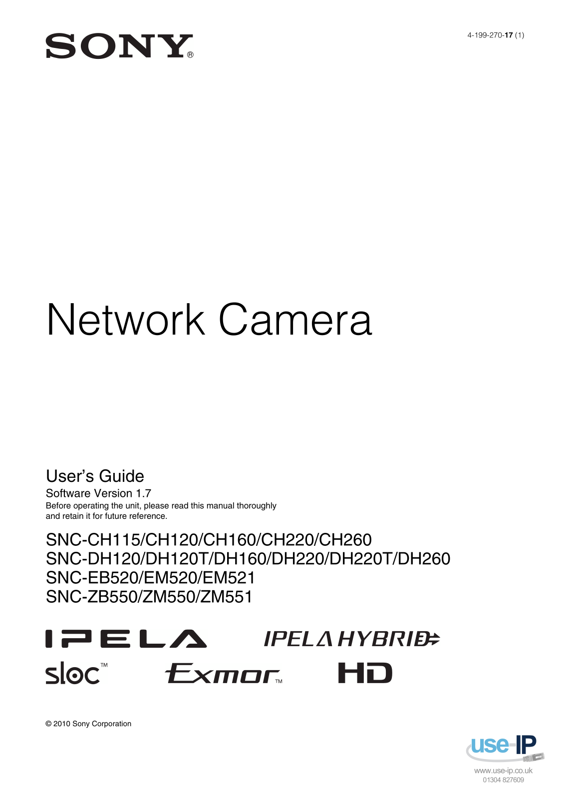 Sony SNC-DH160, SNC-EM521, SNC-DH260, SNC-EM520, SNC-ZM551 User Manual