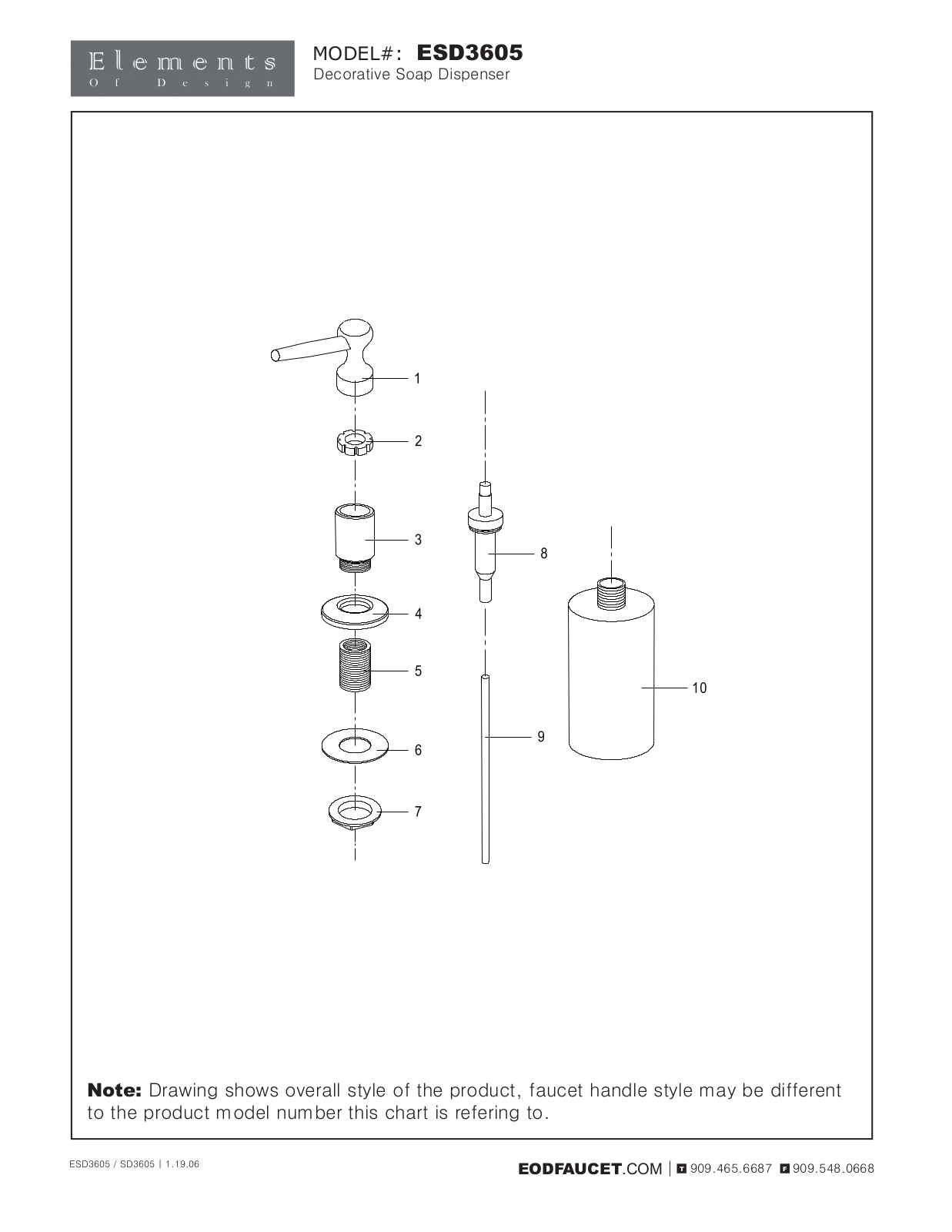 Elements of Design EDE1946 Service Parts - ManualMachine.com