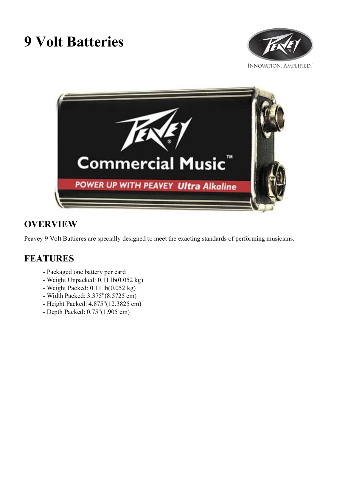 Peavey 50130 Data Sheet