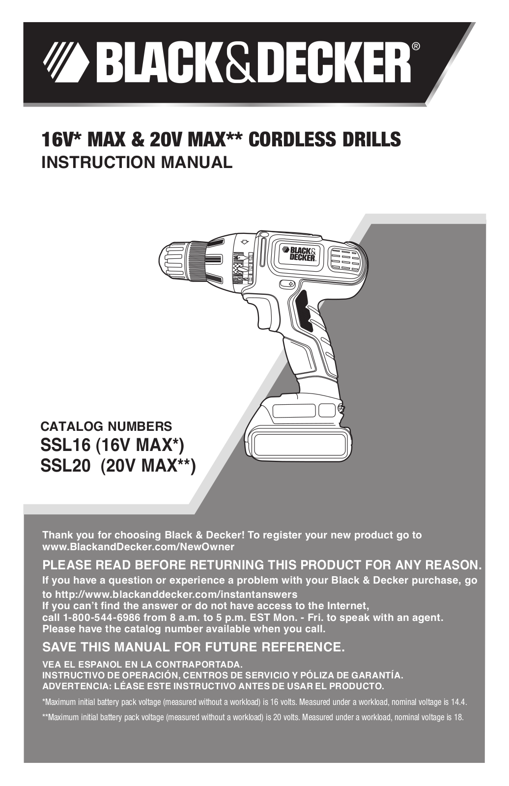 Black & Decker SSL20 User Manual