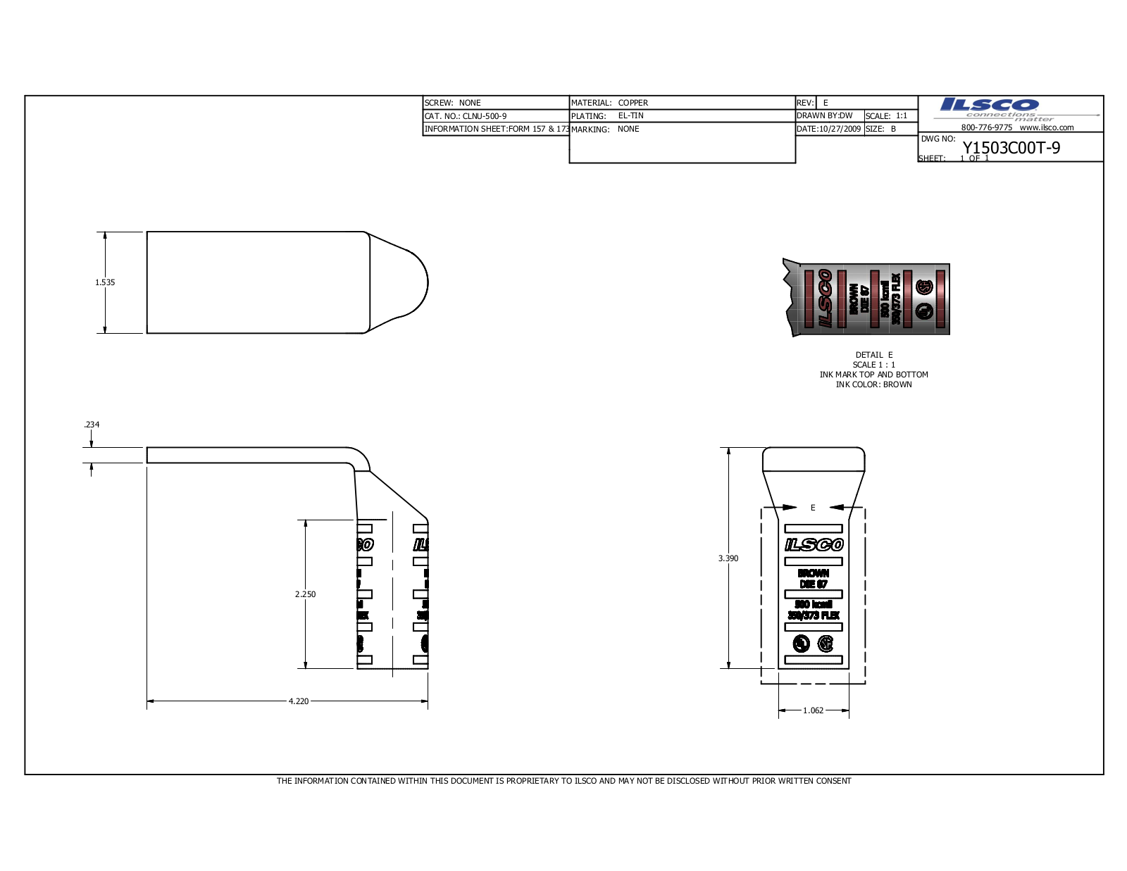 Ilsco CLNU-500-9 Data sheet