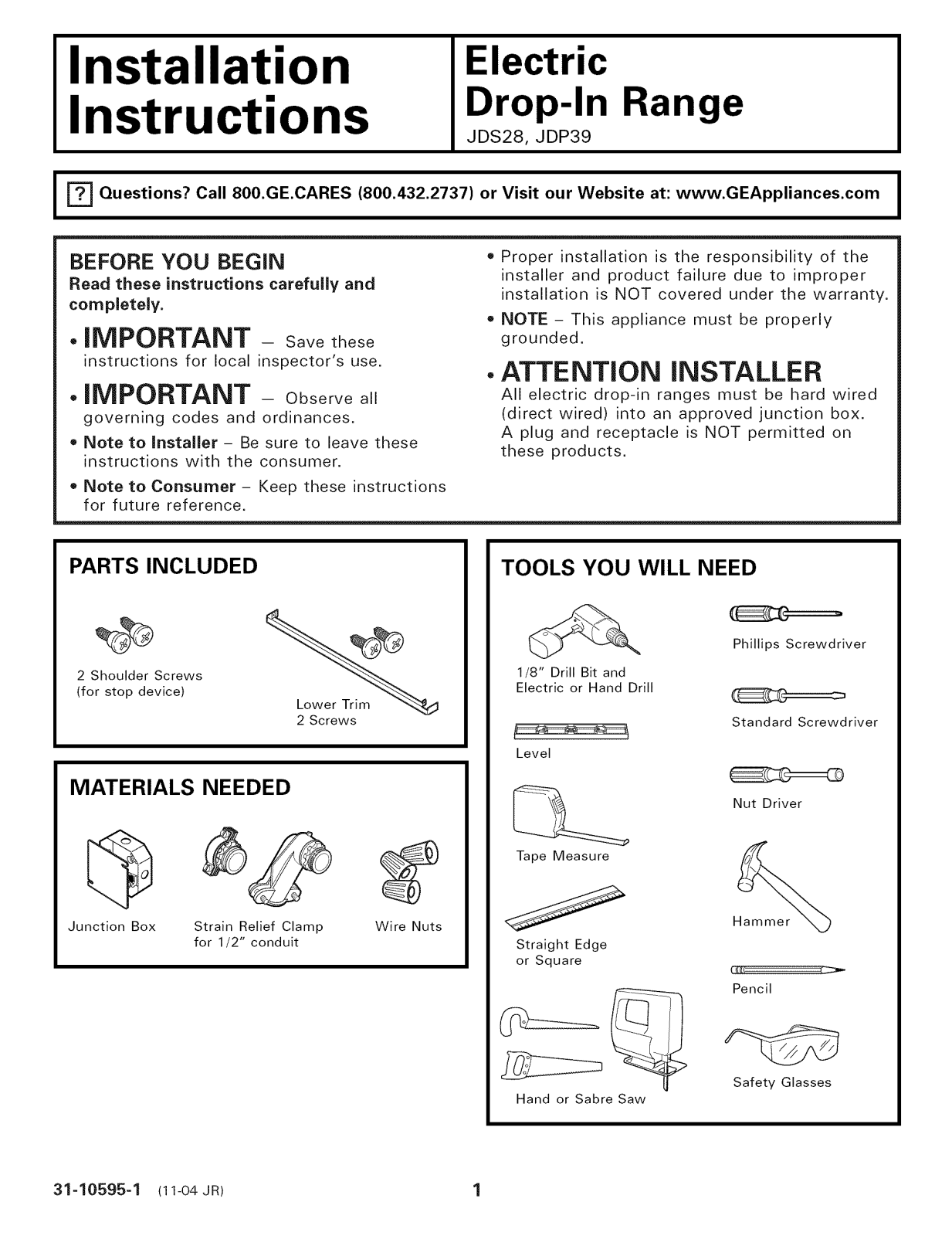 GE JDP39BK4BB, JDP39CK4CC, JDP39WK4WW, JDS28CK3CC, JDS28WK3WW Installation Guide - ManualMachine.com