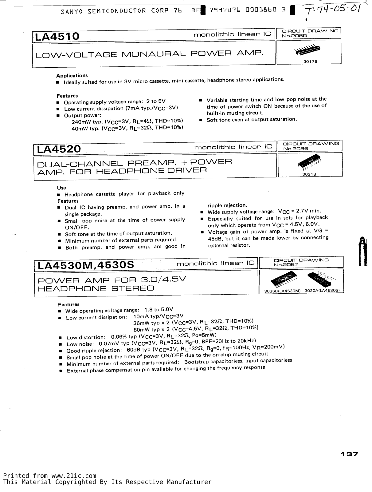 Datasheet LA4530S Specification - ManualMachine.com