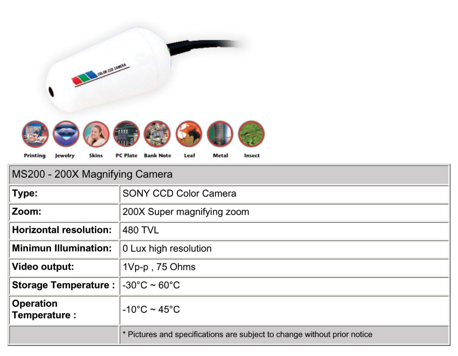 COP-USA MS200 Specsheet