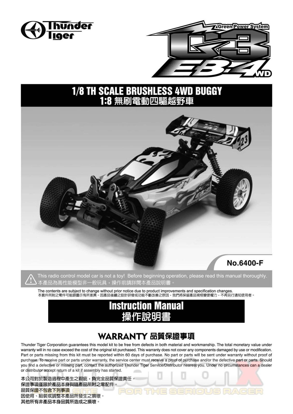 THUNDER TIGER G3 EB-4WD 6400-F User Manual