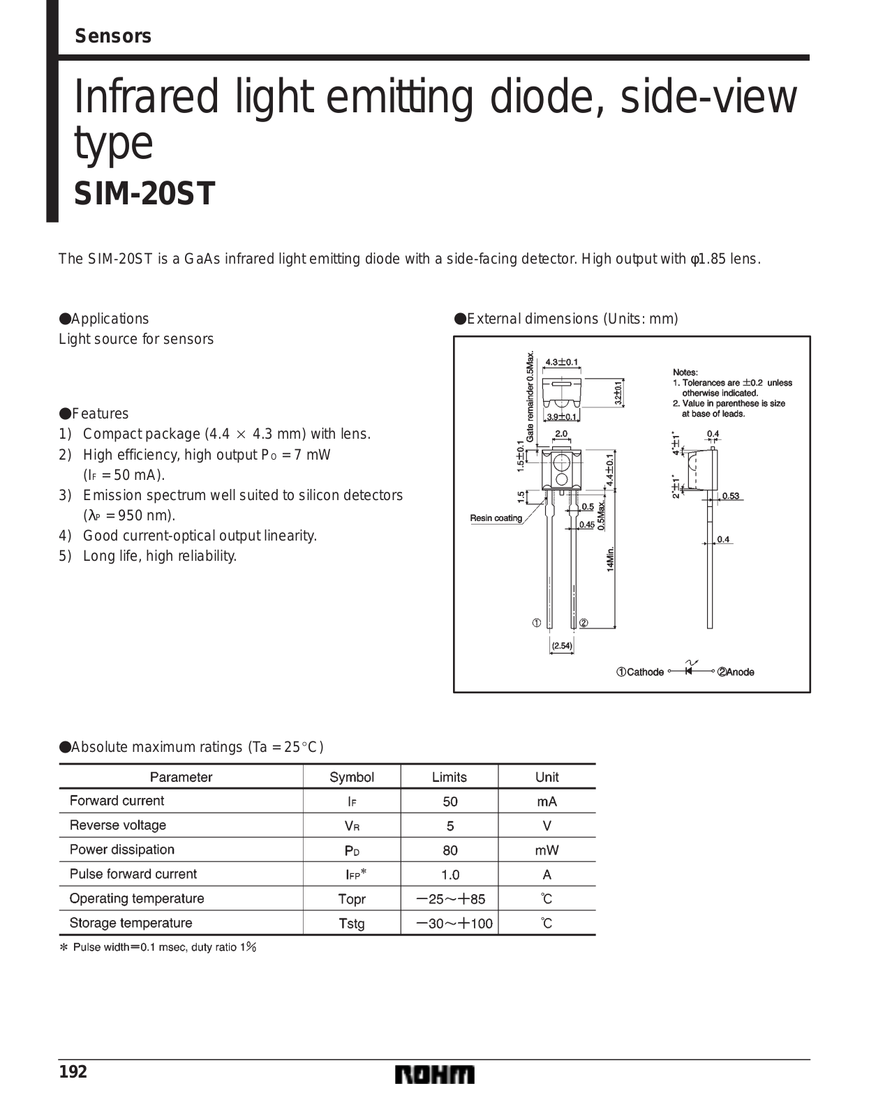 ROHM SIM-20ST Datasheet