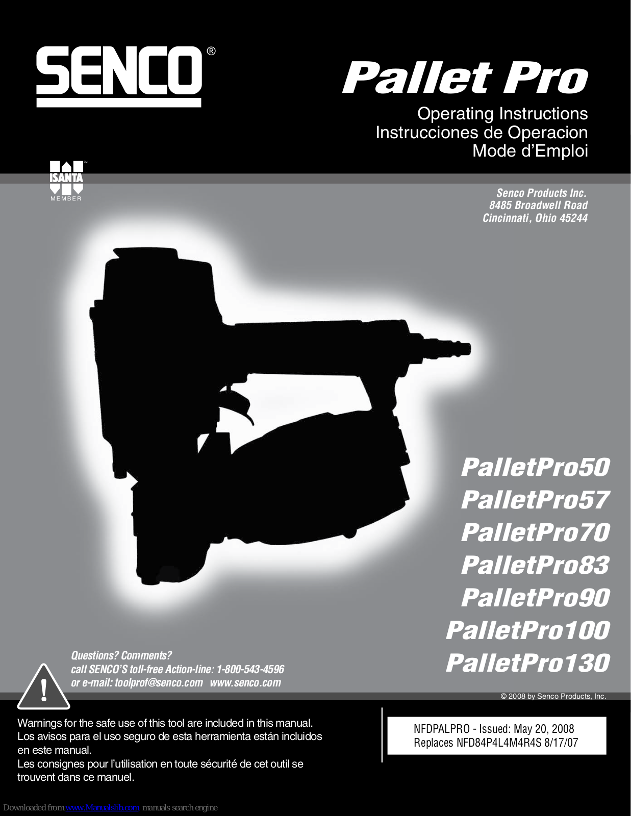 Senco PalletPro50, PalletPro70, PalletPro83, PalletPro90, PalletPro100 Operating Instructions Manual